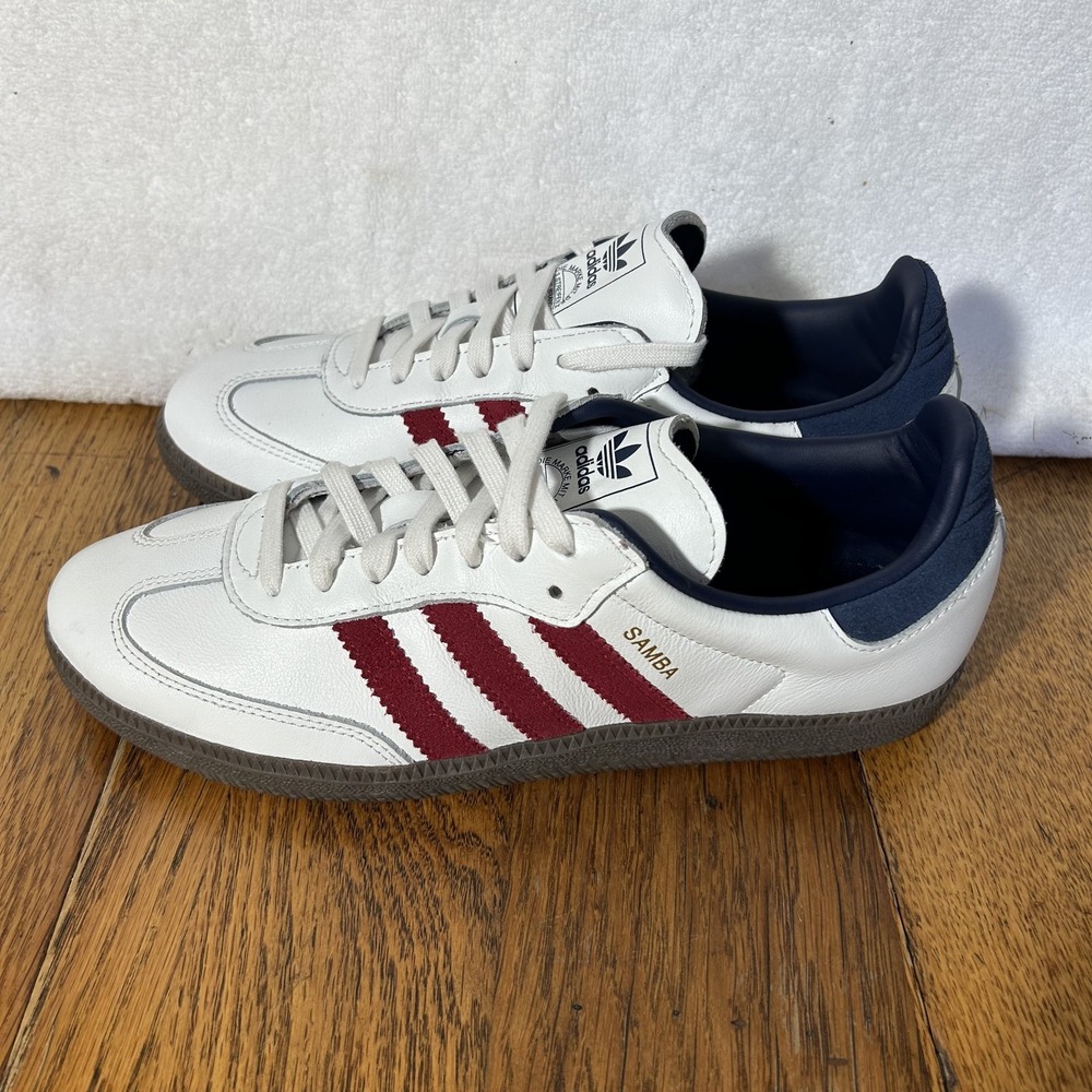Adidas Mens Size 8.5 Samba OG White/Team Victory Red/Indigo Sneaker Shoes